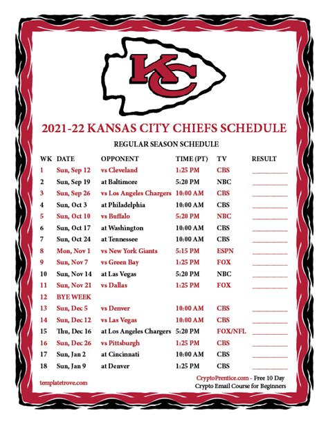 kc chiefs schedulr